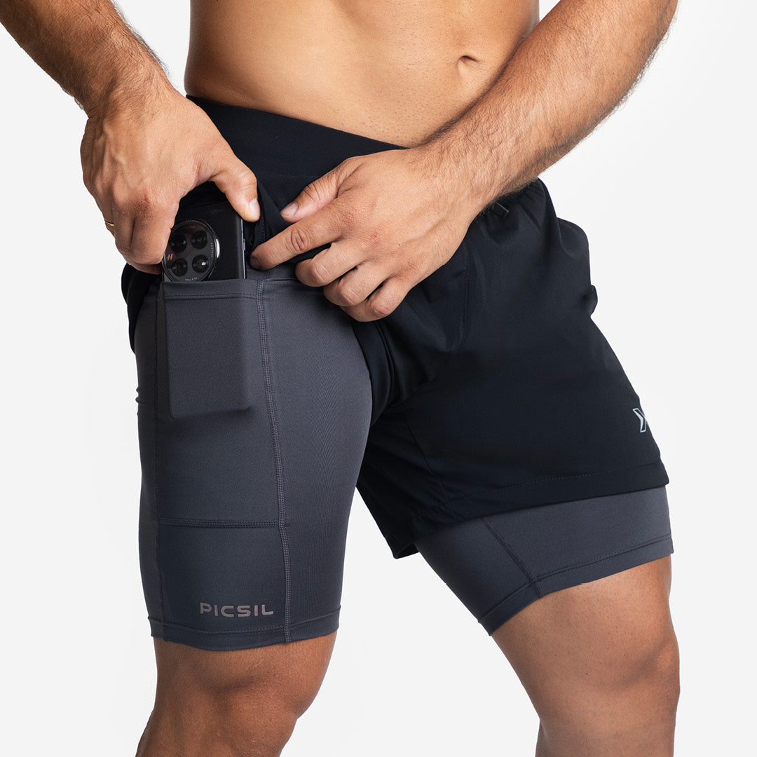 Short avec Mesh Compression 2 en 1 Premium Homme